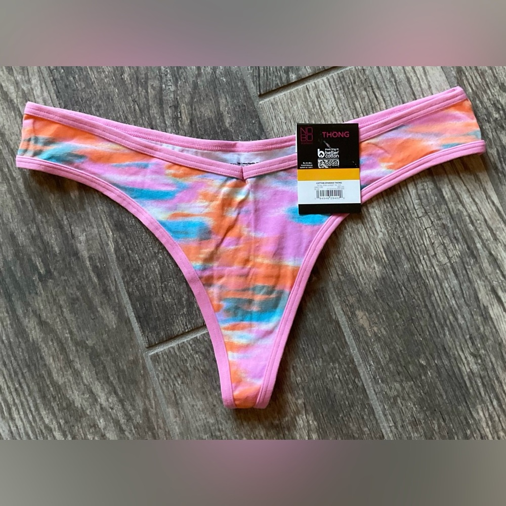 New Nobo, No Boundaries cotton thong panties size M or XXL Tie Dye